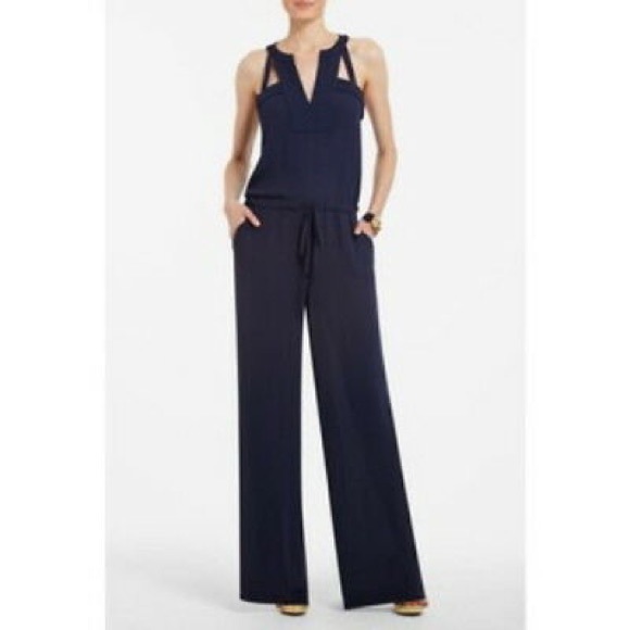 bcbg navy jumpsuit